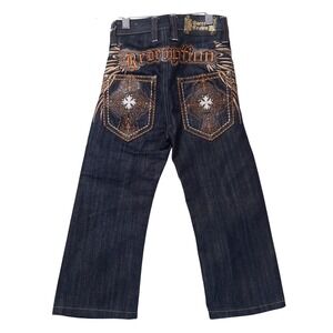 Sacred Grown Embroidered Denim Jeans Kids Sz 6 Cross Wings Redemption  Baggy Y2K